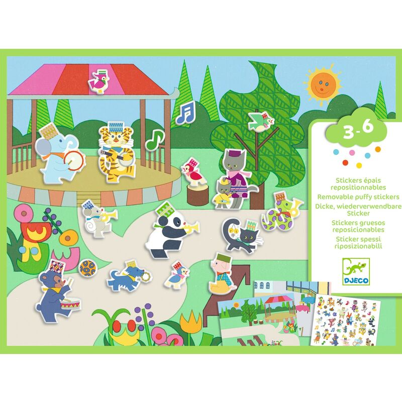 Djeco - Reusable Puffy Sticker Set - Fanfare
