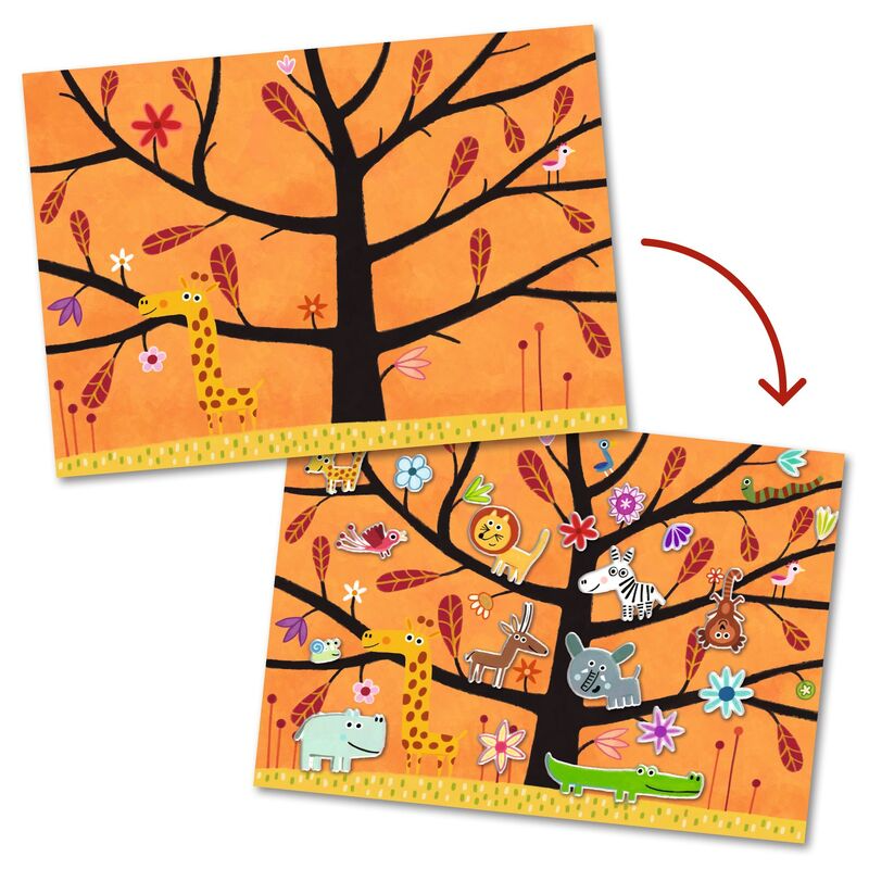 Djeco - Reusable Puffy Sticker Set - Tree Climb