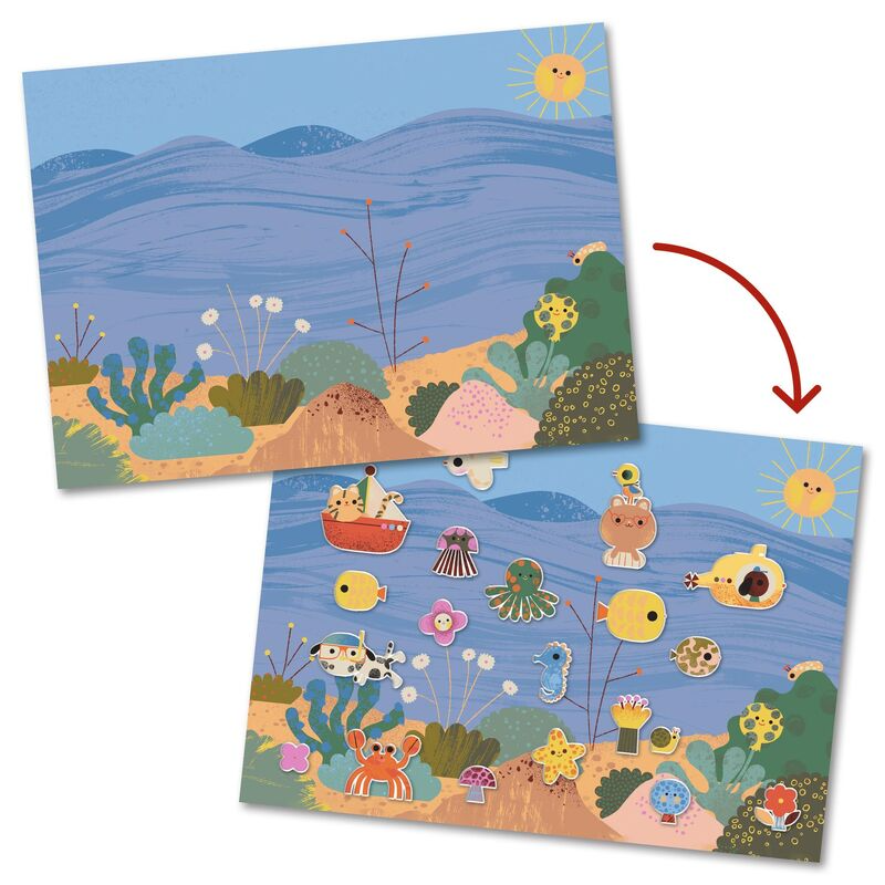 Djeco - Reusable Puffy Sticker Set - Summertime