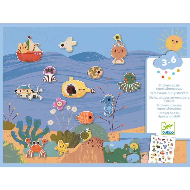 Djeco - Reusable Puffy Sticker Set - Summertime