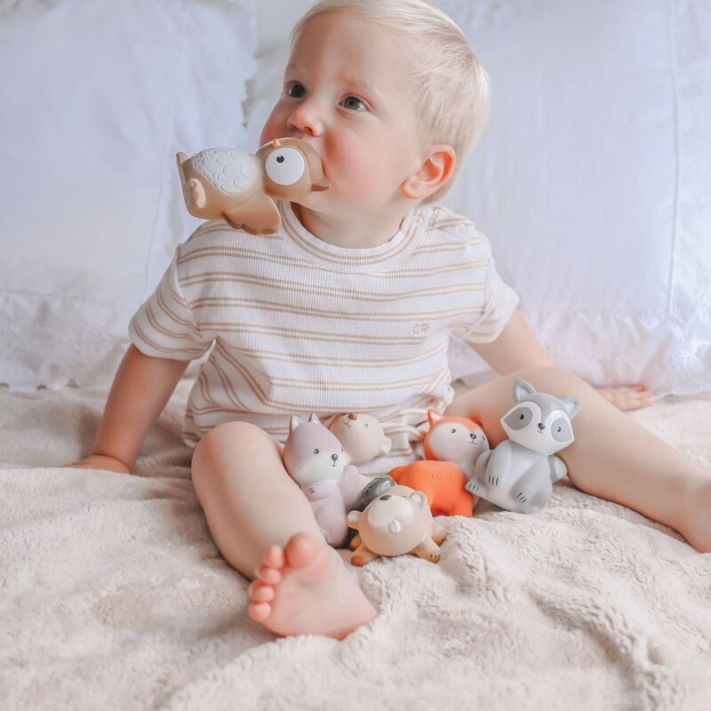 Tikiri Owl Rubber Teether Rattle & Bath Toy