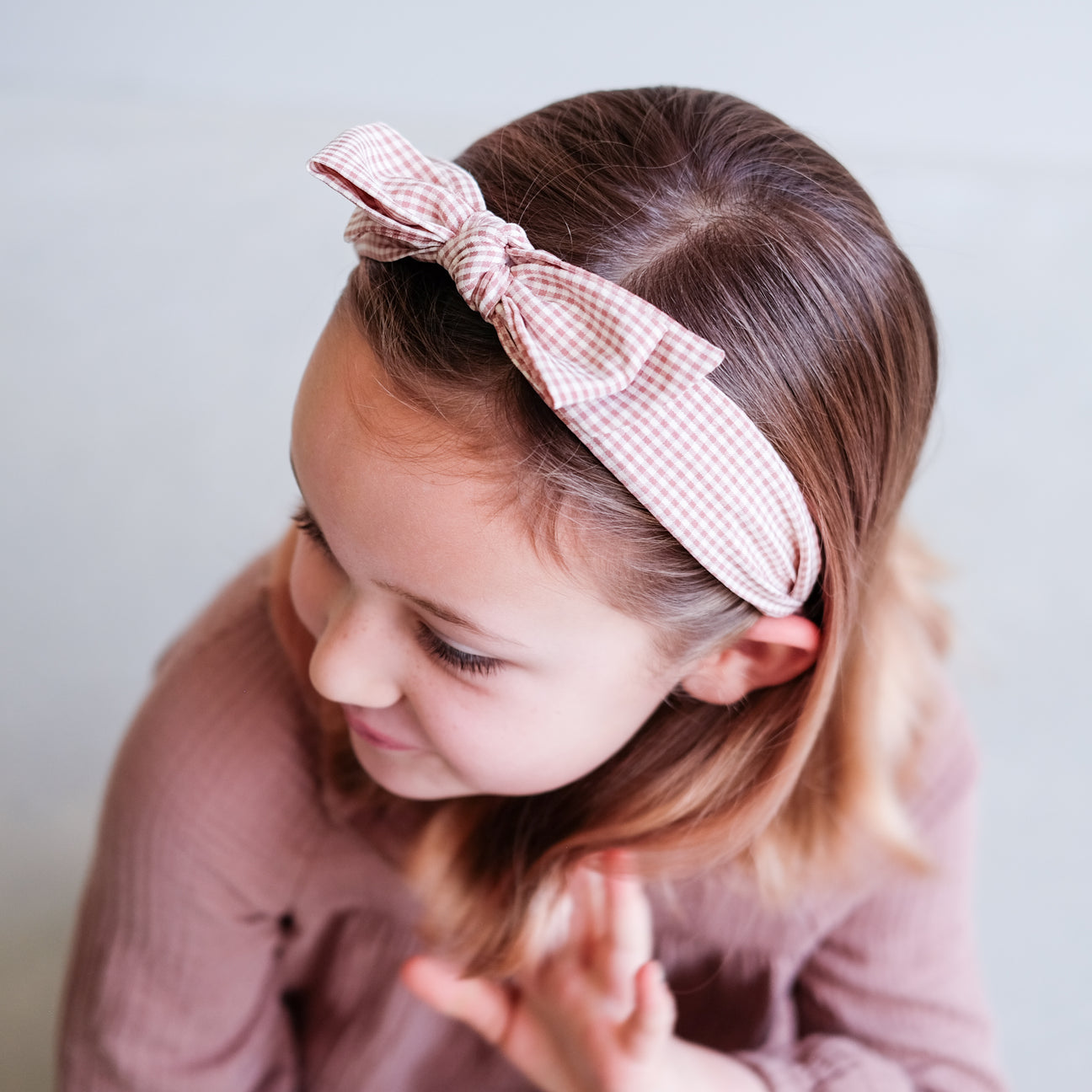 Mimi & Lula - Peach Gingham Edie Bow Alice Band