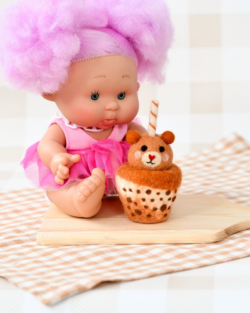 Tara Treasures - Felt Bear Boba Bubble Tea Drink