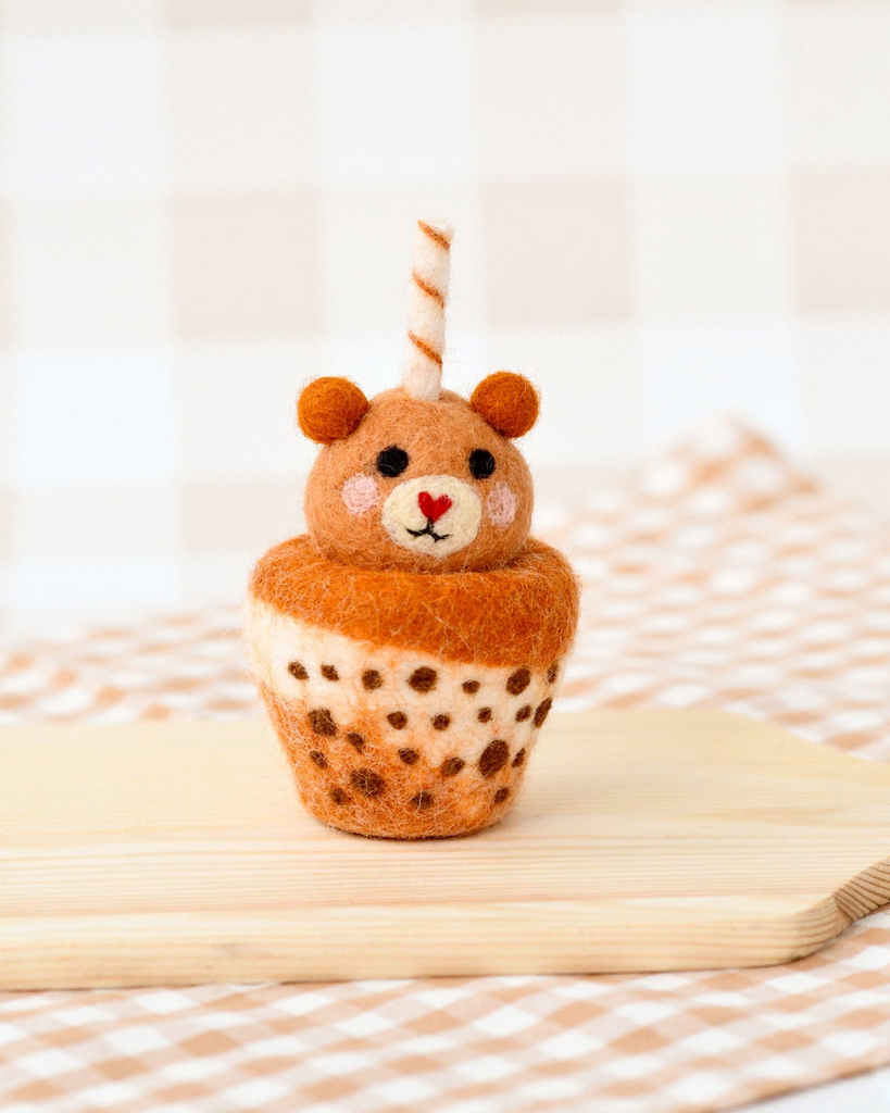 Tara Treasures - Felt Bear Boba Bubble Tea Drink