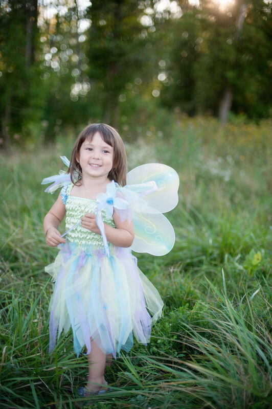 Green/Blue/Purple Butterfly Dress & Wings with Wand - Size 5-6