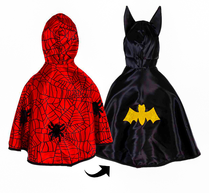 Reversible Spider & Bat Cape - size 2-3 years