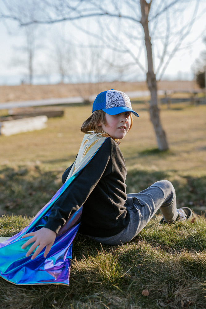 Reversible Blue Lightening Cape - Size 5-6