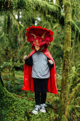 Red Triceratops Hooded Cape - Size 4-5