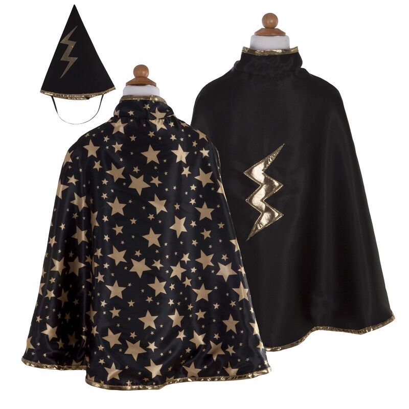 Great Pretenders - Reversible Wizard Cape & Hat - Size 4-6