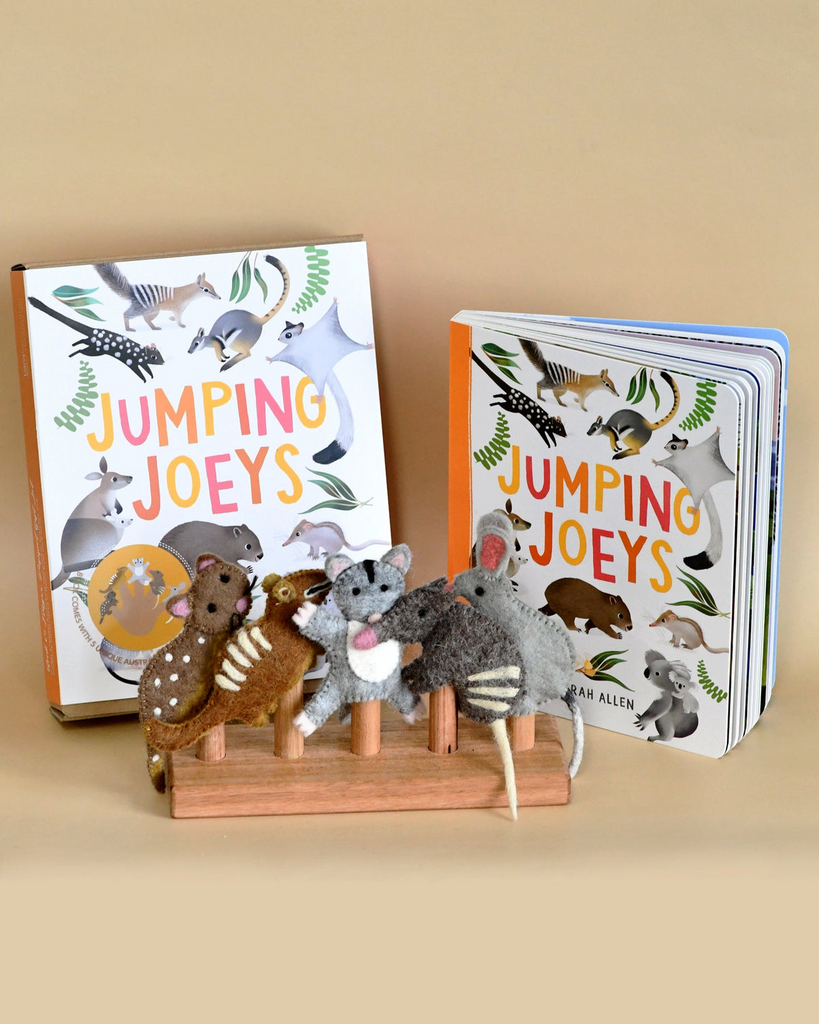 Tara Treasures - Jumping Joeys Finger Puppets & Book Set