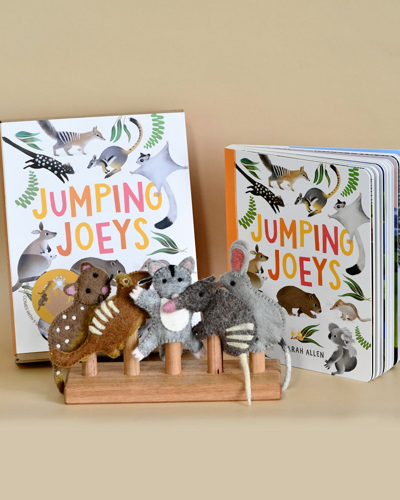 Tara Treasures - Jumping Joeys Finger Puppets & Book Set