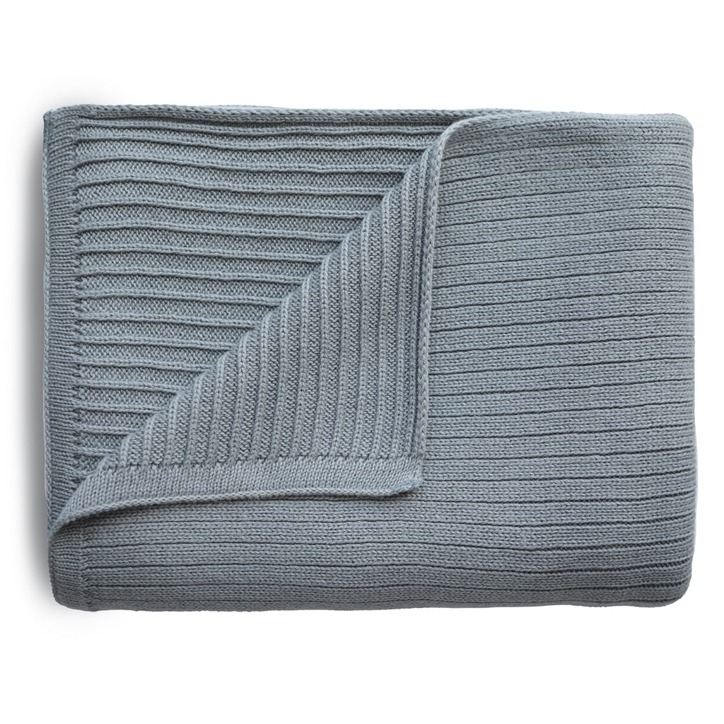 Mushie - Knitted Baby Blanket Ribbed - Smoke