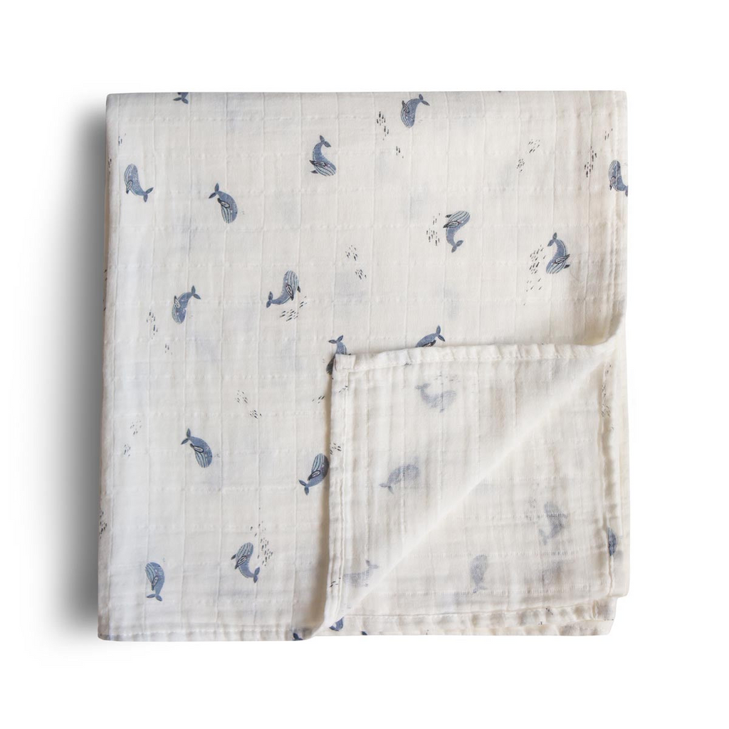 Mushie - Swaddle Organic Cotton Muslin - Whales