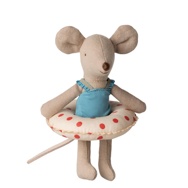Maileg - Beach Mouse Little Sister with Float Red Dots
