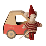 Maileg - Christmas Mouse Little Sister in Car Box - PRE ORDER DUE LATE OCTOBER