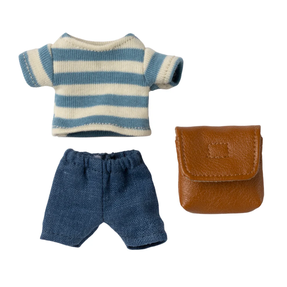 Maileg - Clothes and Bag Big Brother Mouse Brown - PRE ORDER DUE MAY