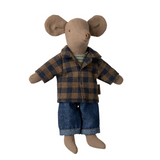 Maileg - Brown Checked Shirt & Pants - Dad Mouse