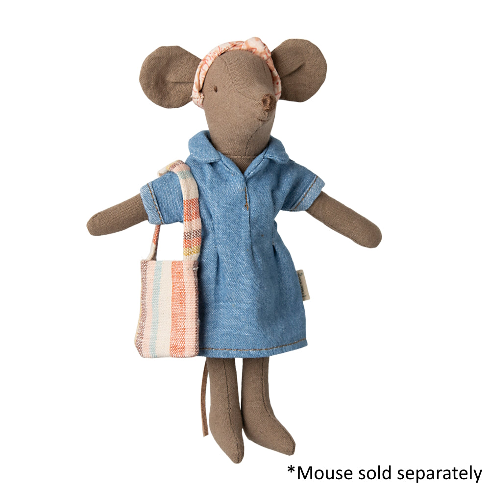 Maileg - Denim Dress & Bag - Mum Mouse