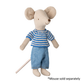 Maileg - Knitted Sweater & Pants Blue Stripe & Denim - Big Brother Mouse