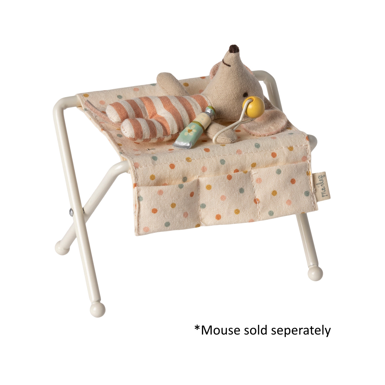 Maileg - Nursery Table For Baby Mouse - Off White Small Dots