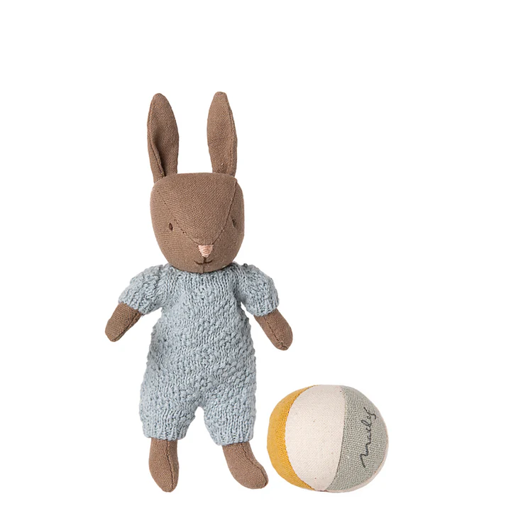 Maileg - Rabbit Set Micro Brown Blue With Ball