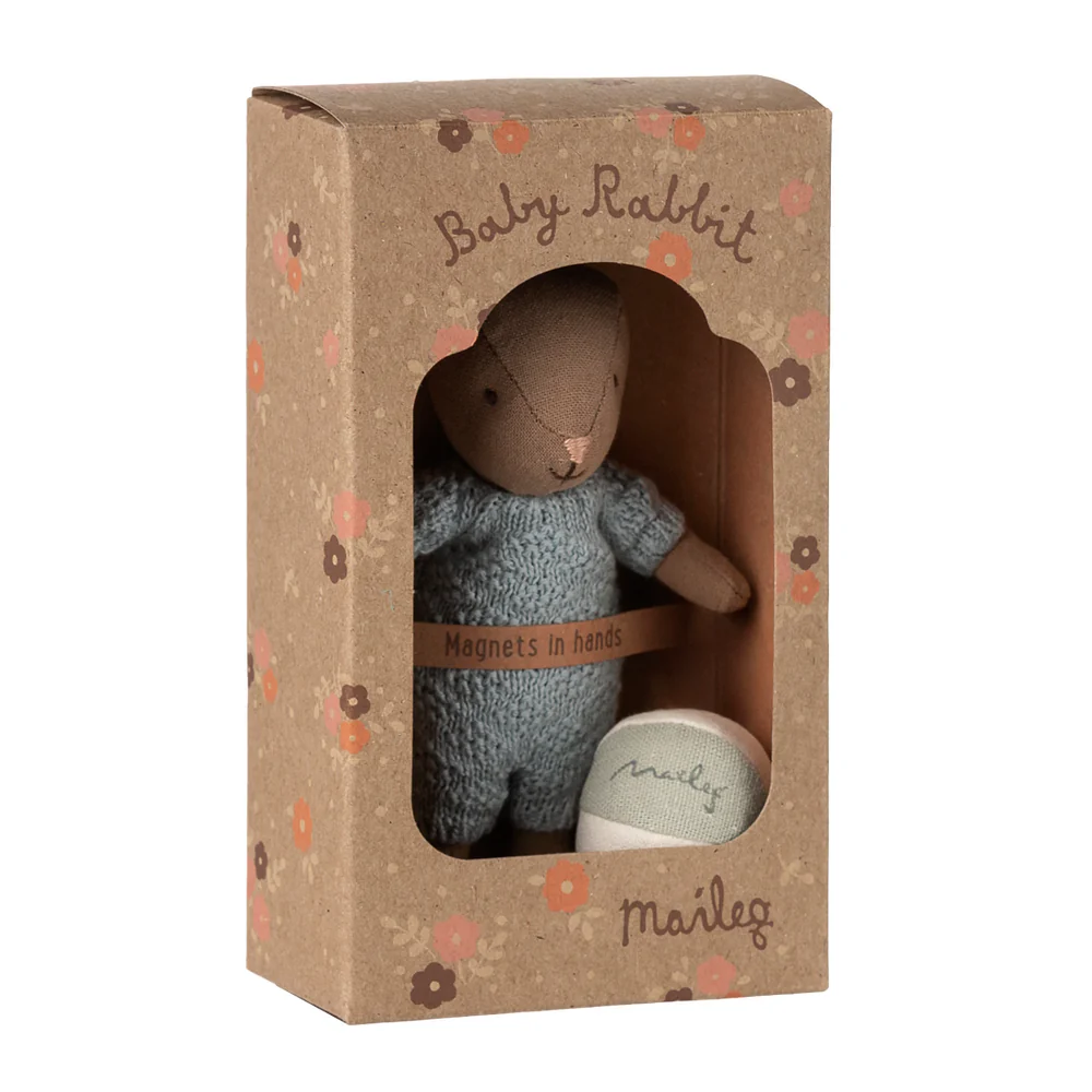 Maileg - Rabbit Set Micro Brown Blue With Ball
