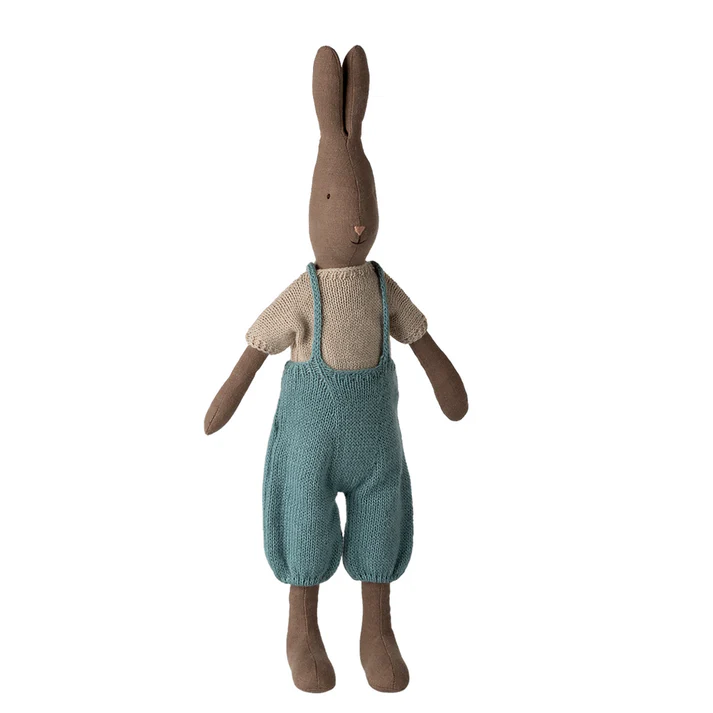 Maileg - Rabbit Size 3 Brown Knitted Shirt and Overall