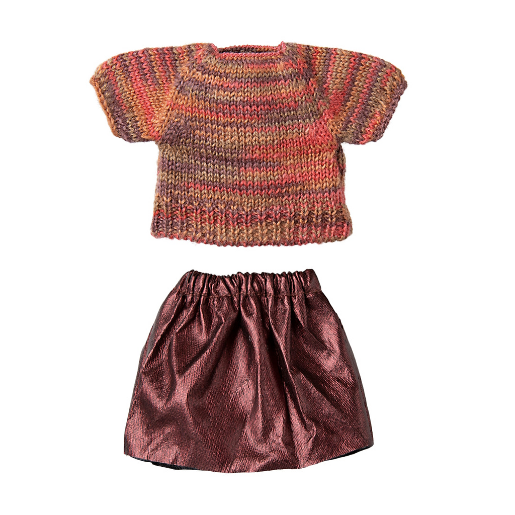 Maileg - Knitted Blouse & Skirt Multi - Mum Mouse