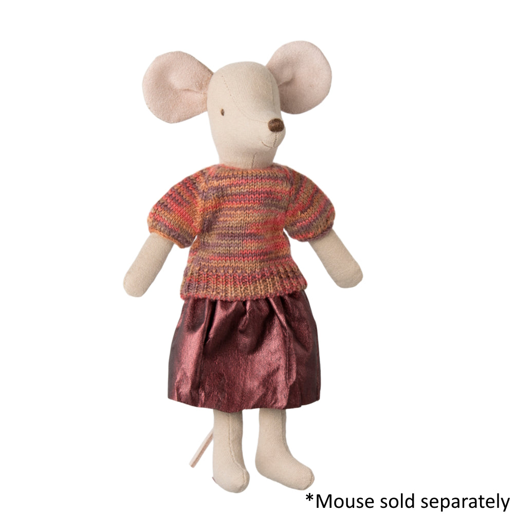 Maileg - Knitted Blouse & Skirt Multi - Mum Mouse
