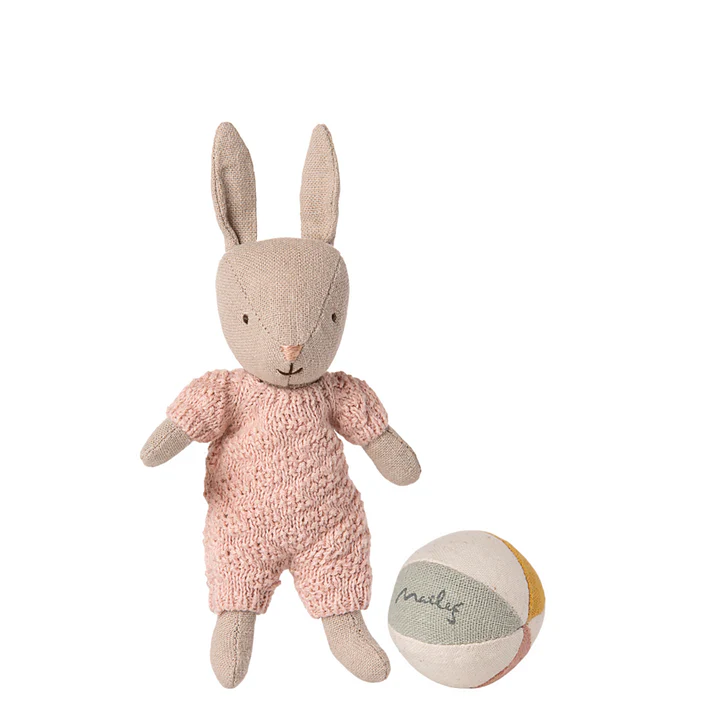 Maileg - Rabbit Set Micro Sand Rose With Ball