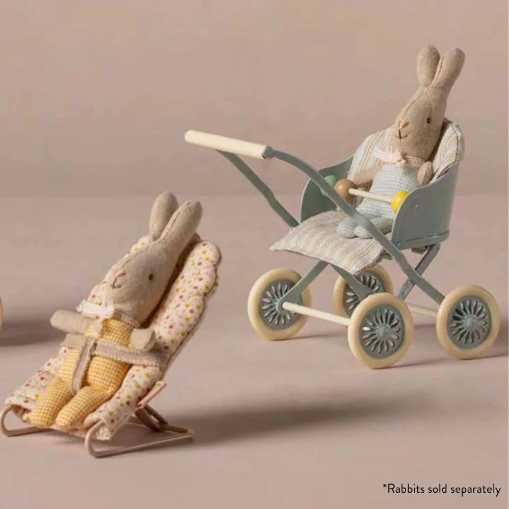 Maileg - Stroller Baby Mice or Bunnies - Blue