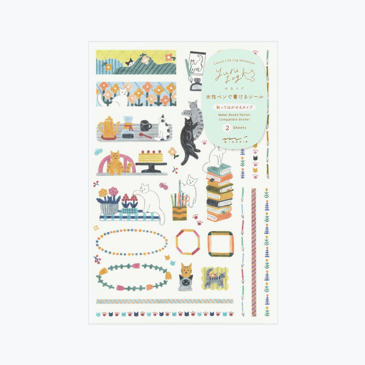 Midori - Yuru Log Planner Stickers - Cats