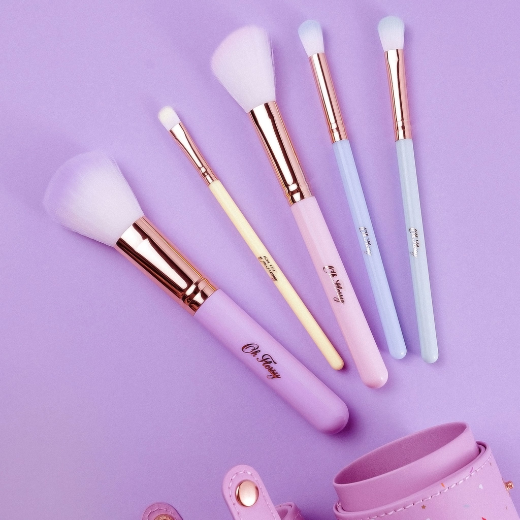 Oh Flossy -  5 Pc Rainbow Make Up Brush Set