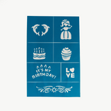 Oh Flossy Kids Reusable Adhesive Face Paint & Makeup Stencils - Teal