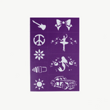 Oh Flossy Kids Reusable Adhesive Face Paint & Makeup Stencils - Purple