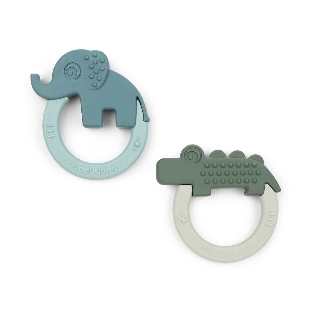 Teether 2pk - Elphee Blue & Croco Green