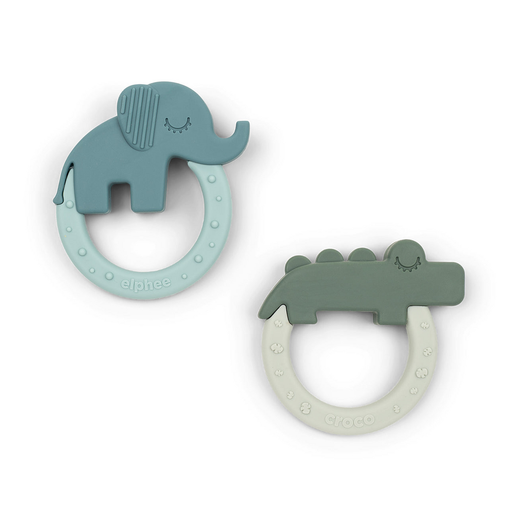 Teether 2pk - Elphee Blue & Croco Green