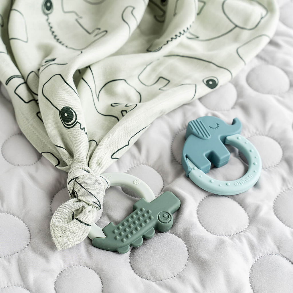 Teether 2pk - Elphee Blue & Croco Green