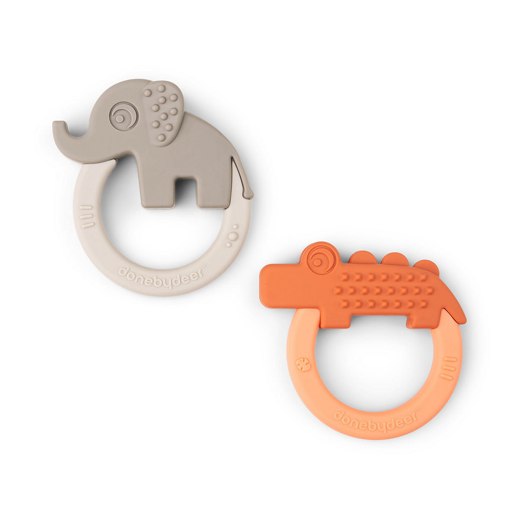 Teether 2pk - Elphee Sand & Croco Papaya