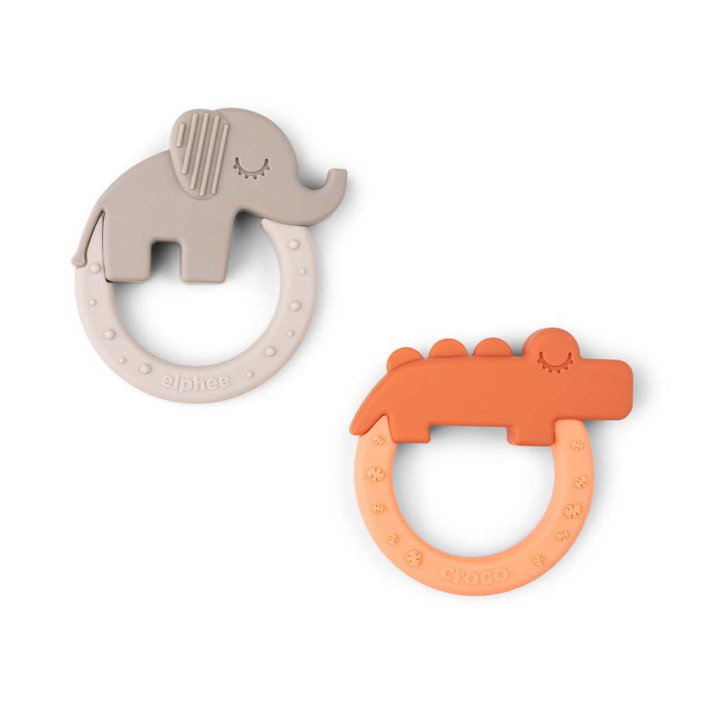 Teether 2pk - Elphee Sand & Croco Papaya