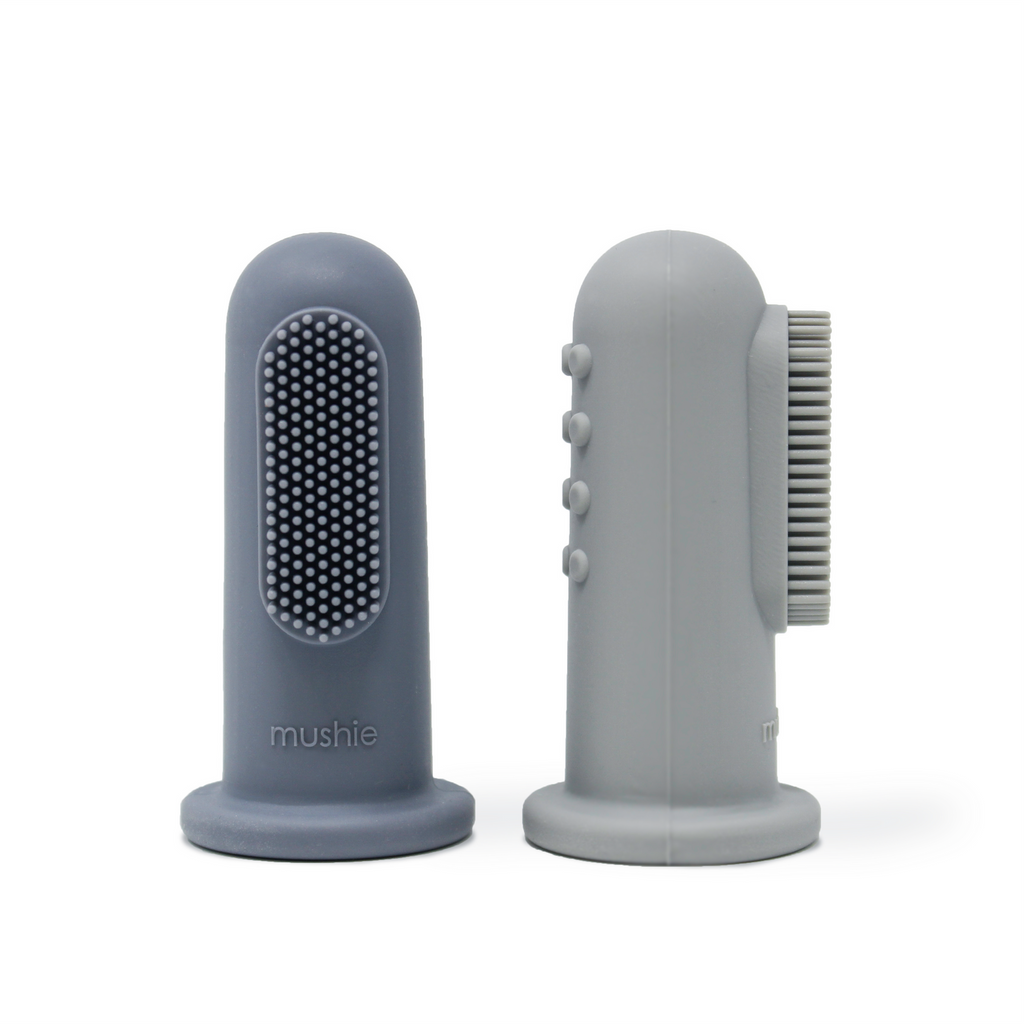 Mushie - Finger Toothbrush pk 2 - Tradewinds/Stone