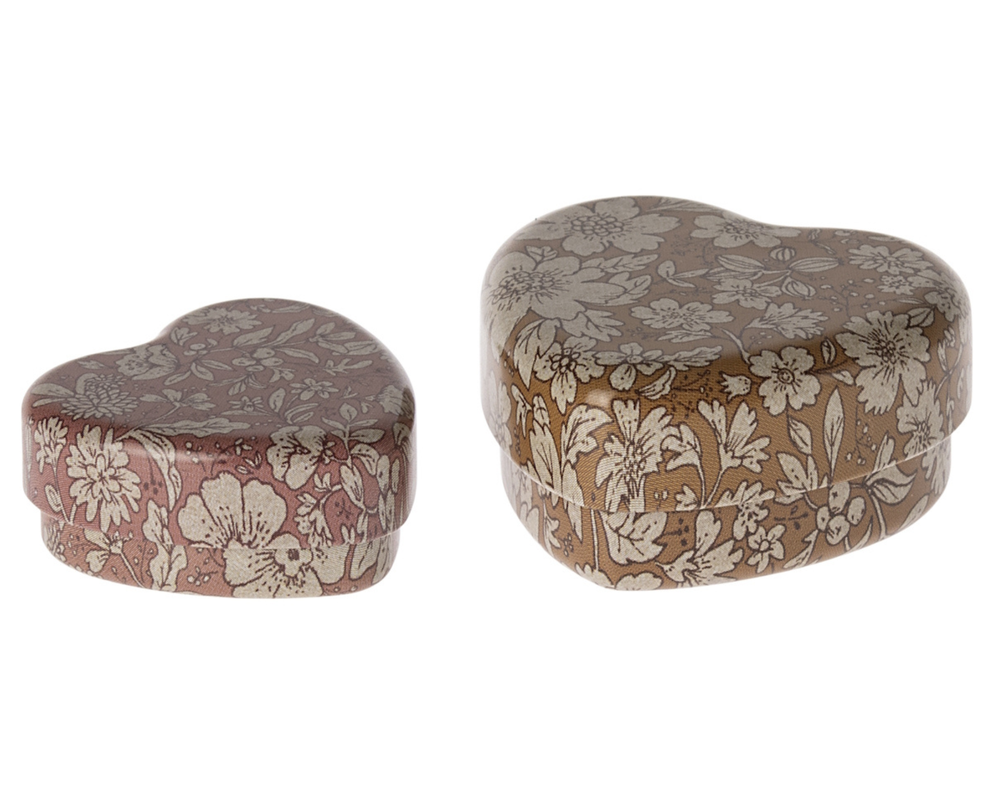 Maileg - Metal Heart Tin Set 2Pk - Ochre Heather