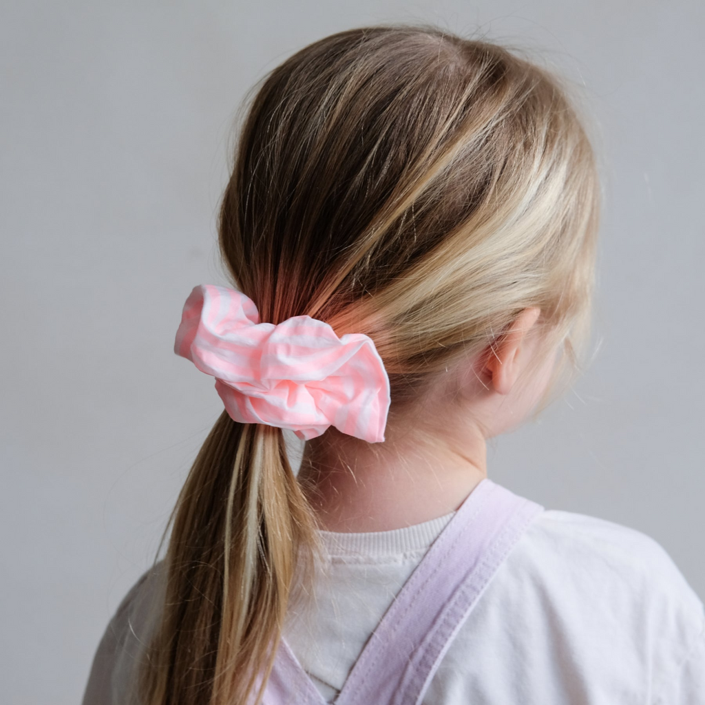 Mimi & Lula - Giant Scrunchie Peach & White Stripe