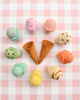 Tara Treasure - Felt Ice Cream Set - Waffle Cones & 9 Ice Cream Scoops