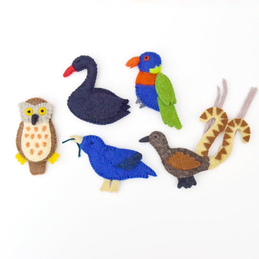 Tara Treasures - Birds of Australia Finger Puppets Set D