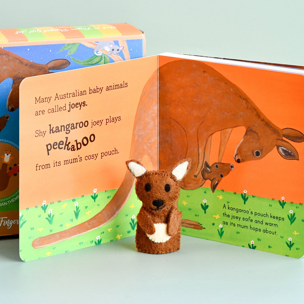 Tara Treasures - Australia Baby Animals Finger Puppets & Book Set