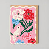 Congrats White Bird Card by Edyta Demurat