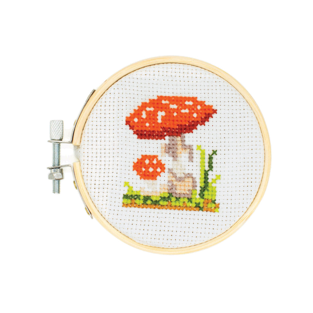 MINI CROSS STITCH EMBROIDERY KIT - MUSHROOM