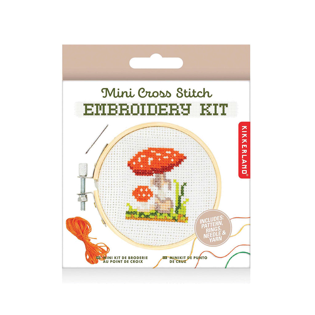 MINI CROSS STITCH EMBROIDERY KIT - MUSHROOM