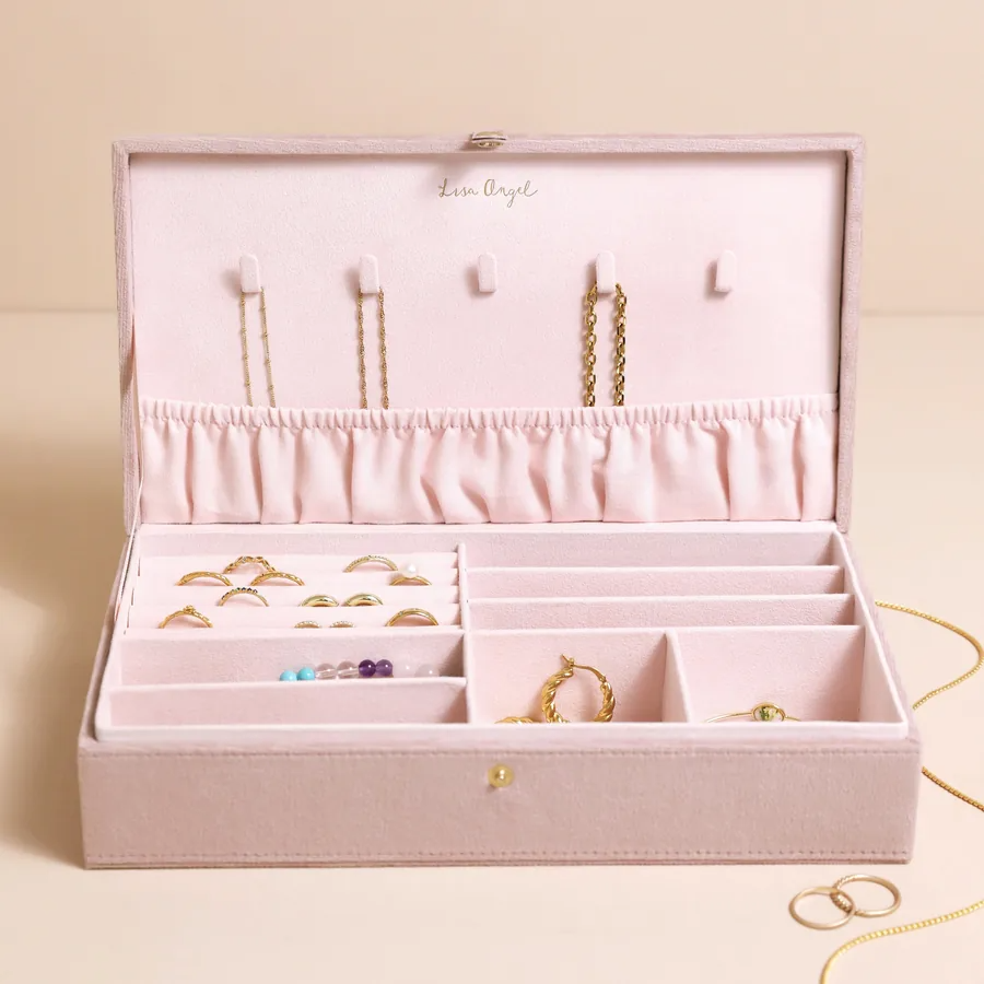 Quilted Velvet Jewellery Box Large - Pink